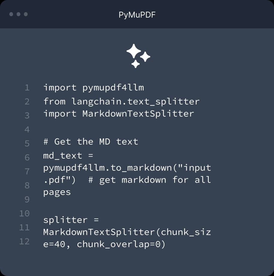 PyMuPDF RAG Integration Code Snippet